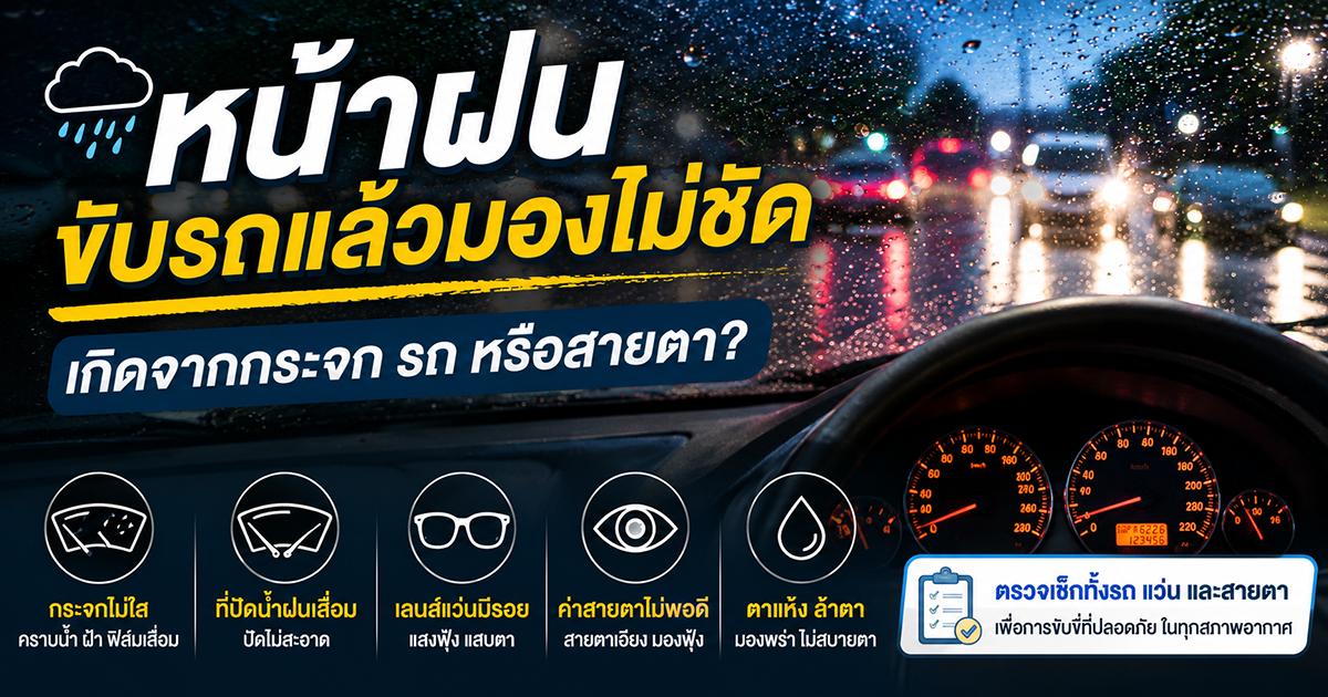 หน้าฝนขับรถแล้วมองไม่ชัด เกิดจากกระจก รถ หรือสายตา
